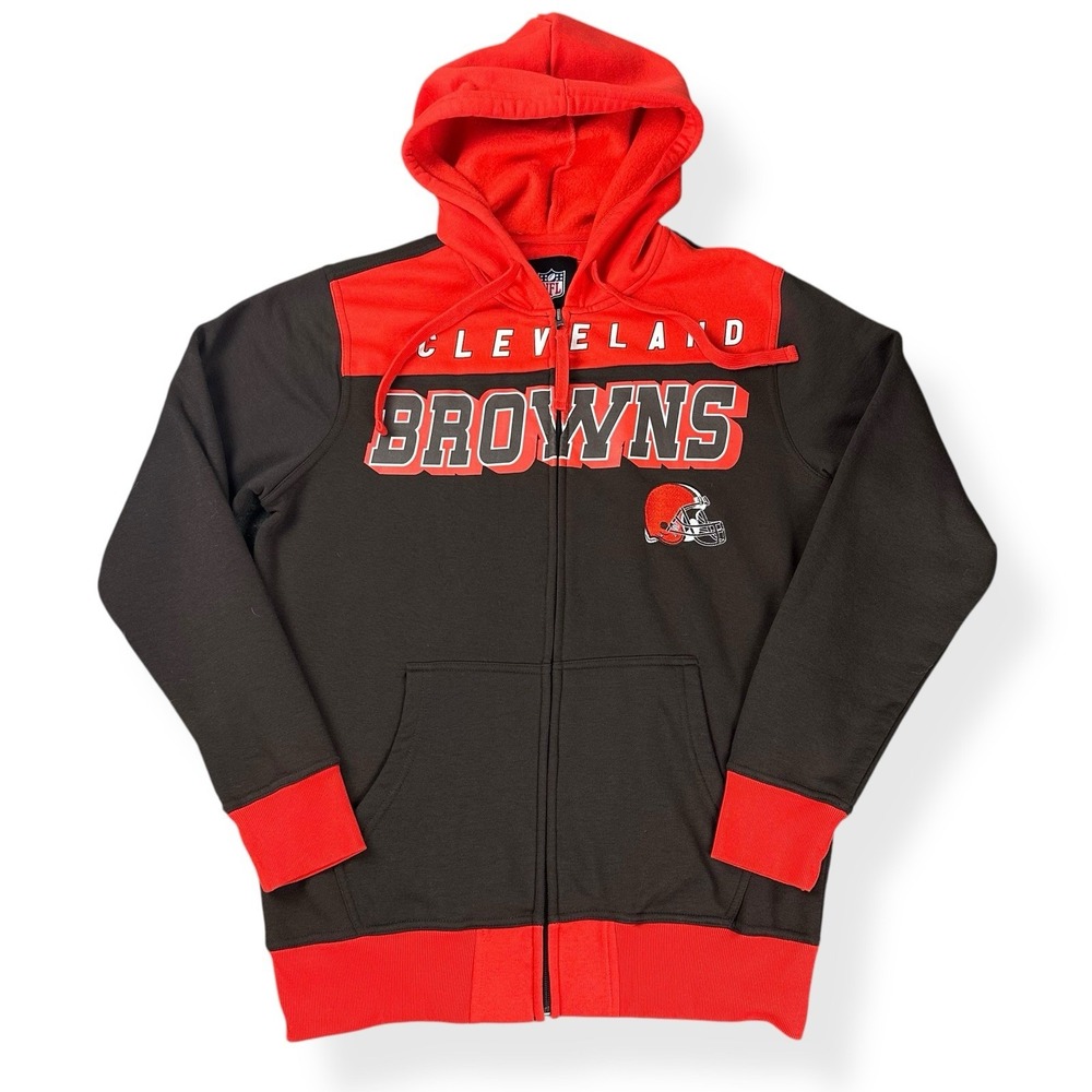 Cleveland‎ Browns NFL Hoodie Mens Med Orange Brown Pullover Sweatshirt Football